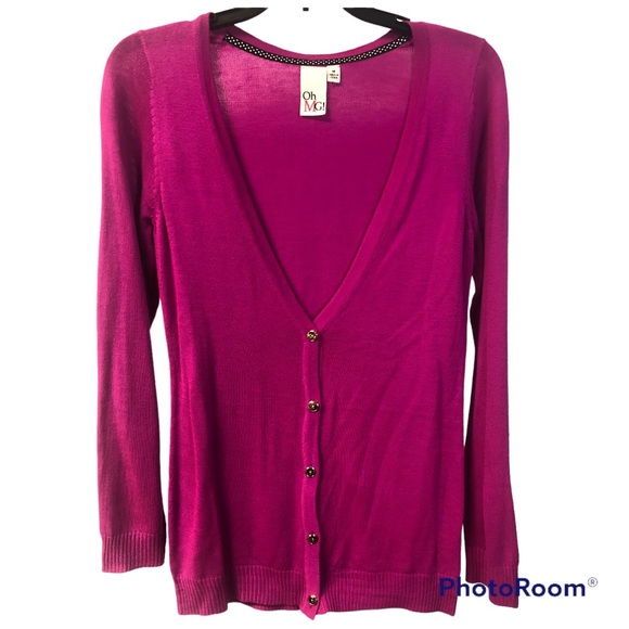 oh MG Sweaters - OH MG BRIGHT PINK LIGHTWEIGHT CARDIGAN